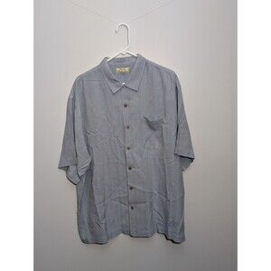 Vintage Tommy Bahama‎ 100% Silk Hawaiian Shirt Men’s XL Light Blue Palm Tree